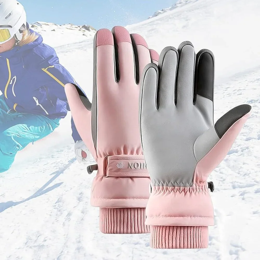 Women Winter Ski Pink Gloves